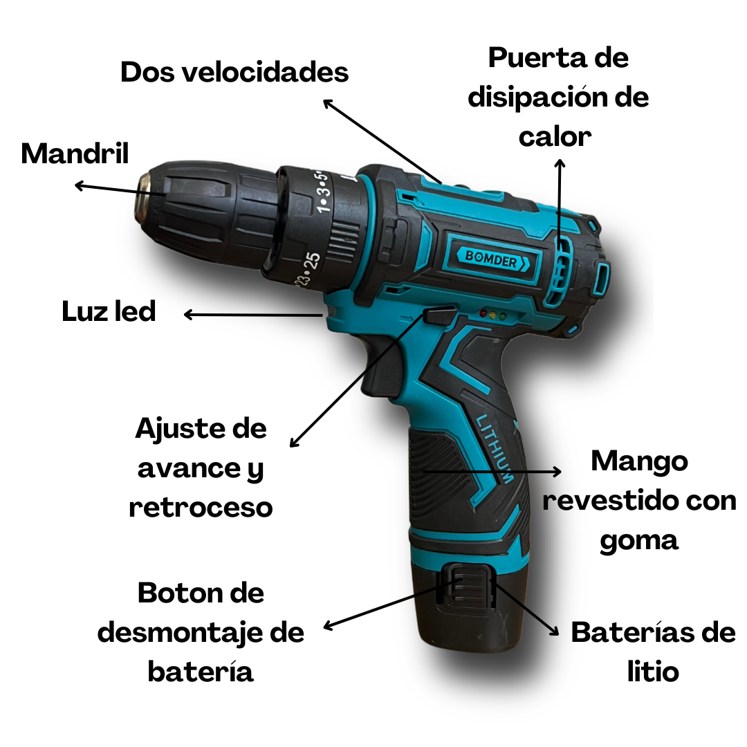 BOMDER® Taladro Inalámbrico 12v